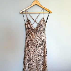 NWT Leopard Print Cowl Neck Midi Dress XS